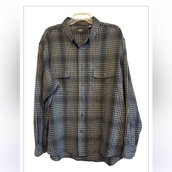 Haggar Other - Haggar Gray & Black Two Pocket Tailered Dress Casual Long Sleeve Shirt Size XXL